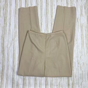 Vintage Dana Buchman Tan Brown Wool Blend Side Zip Trouser Pants